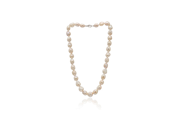 Sterling Silver Peach Freshwater Pearl Baroque Necklace