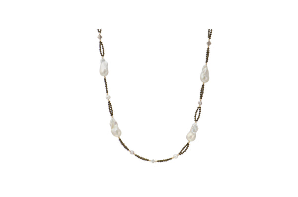 Baroque Pearl Cat Eye White Freshwater Pearl Necklace