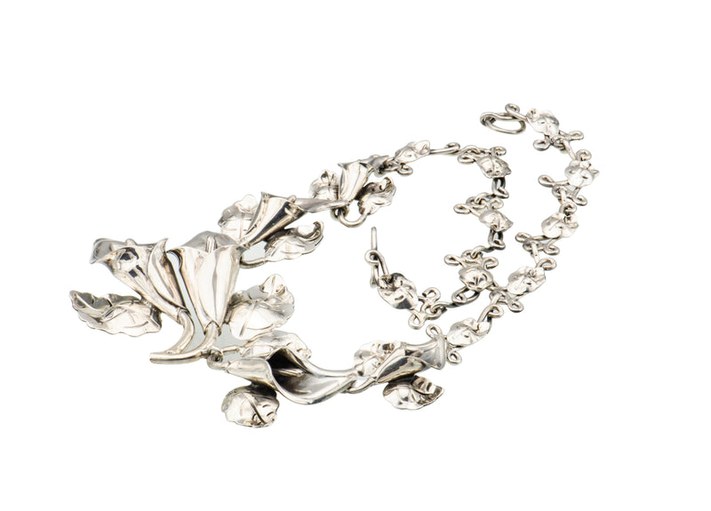 Mexican Sterling Silver Peace Lily Necklace