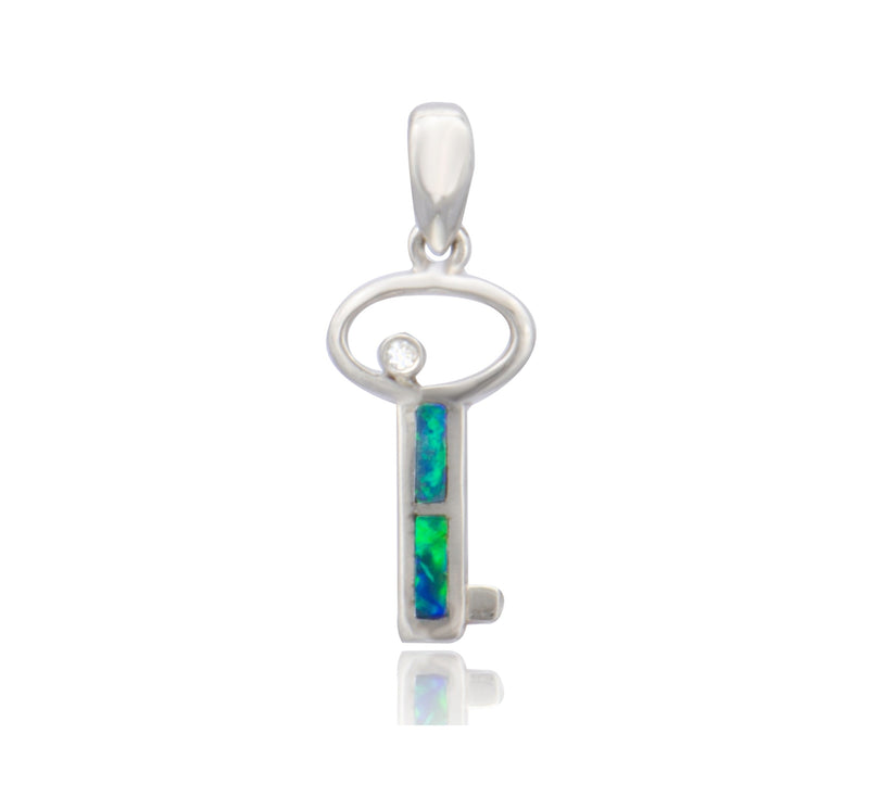 Doublet Opal Cubic Zirconia Key Pendant