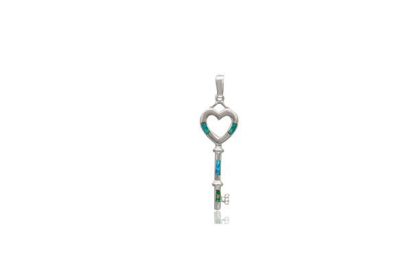 Sterling Silver Opal Inlay Cubic Zirconia Pendant