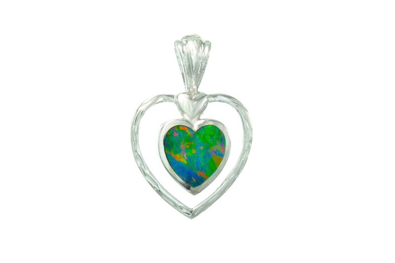  Doublet Opal Heart Pendant