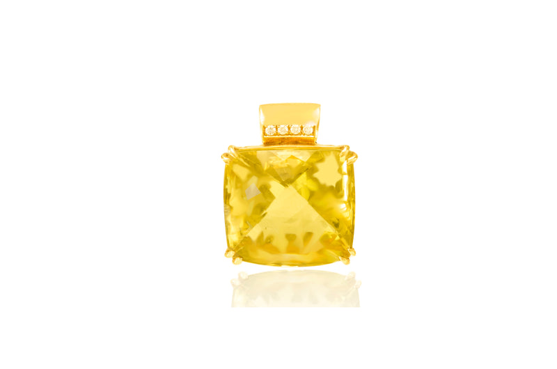  Lemon Quartz Diamond Pendant