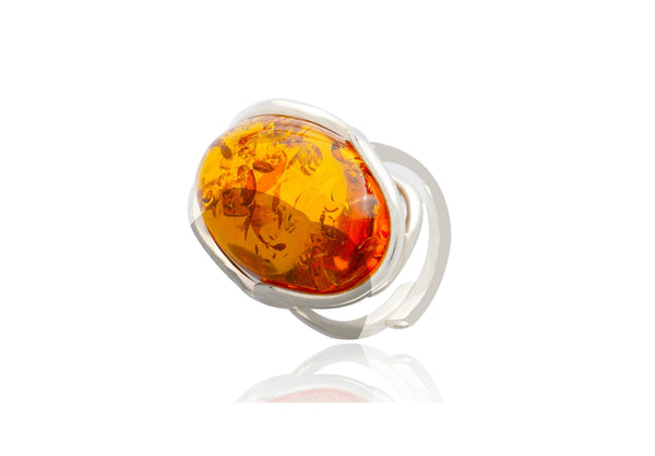 Sterling Silver Amber OVAL Ring