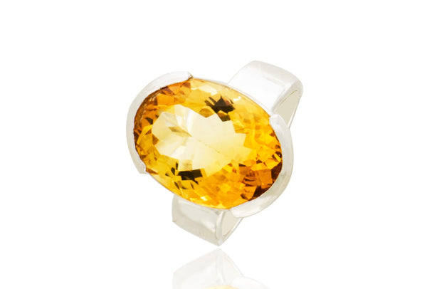 Sterling Silver Citrine Oval Ring