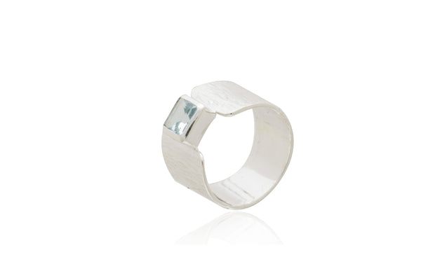 Sterling Silver Blue Topaz Square Ring