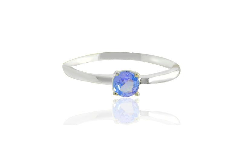 Sterling Silver Tanzanite Round Ring