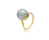 Grey South Sea Pearl Diamond Ring