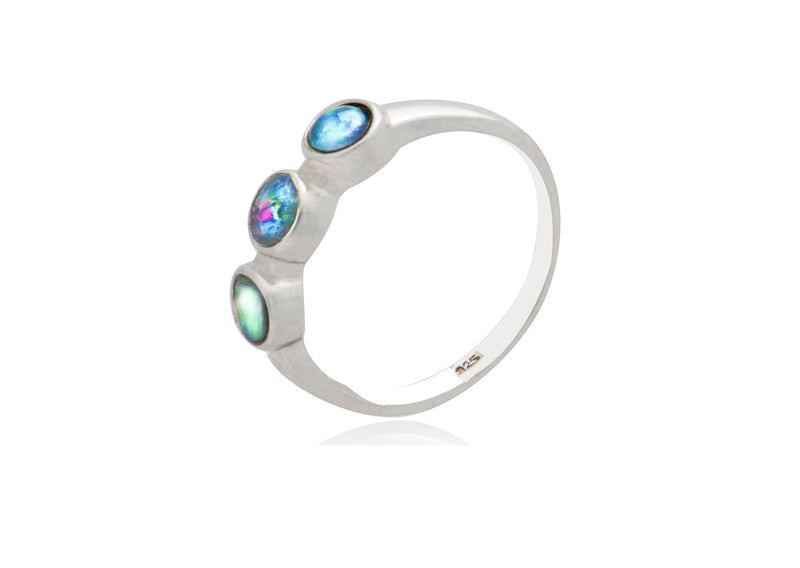 Sterling Silver Triplet Opal Round Ring