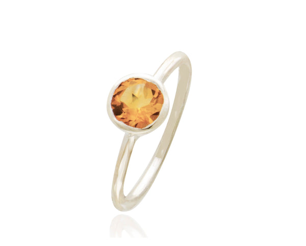 Sterling Silver Citrine Round Ring